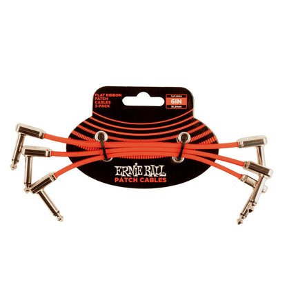 Ernie Ball Patch Cables Ernie Ball 6402 6" Flat Ribbon Patch Cable - Red - Pack of 3