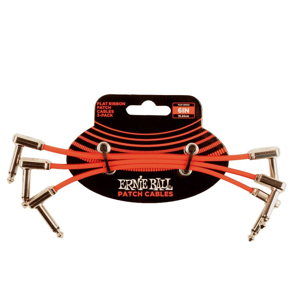 ernie ball patch cables ernie ball 6402 6" flat ribbon patch cable - red - pack of 3
