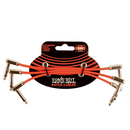 ernie ball patch cables ernie ball 6402 6" flat ribbon patch cable - red - pack of 3