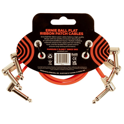 Ernie Ball Patch Cables Ernie Ball 6403 12" Flat Ribbon Patch Cable - Red - Pack of 3