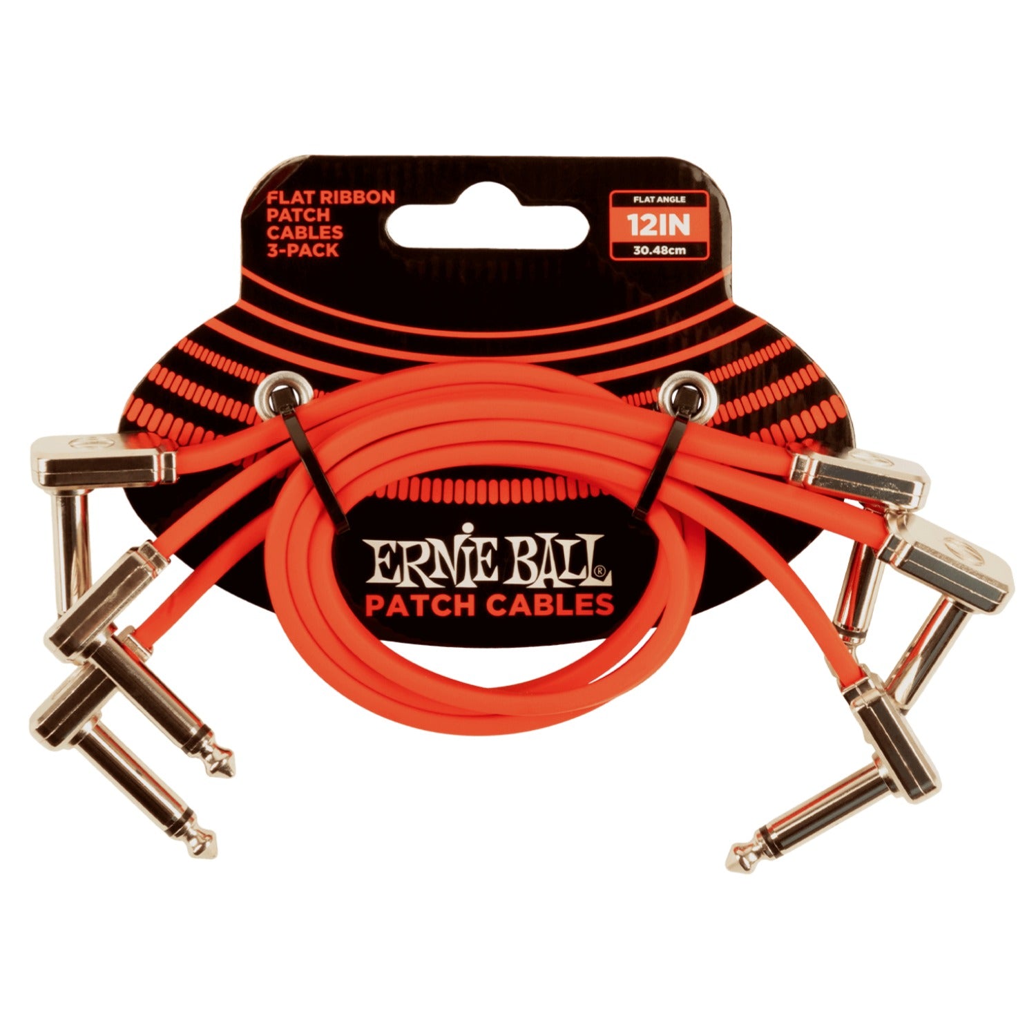 Ernie Ball Patch Cables Ernie Ball 6403 12" Flat Ribbon Patch Cable - Red - Pack of 3