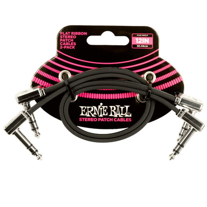 Ernie Ball Patch Cables Ernie Ball 6405 12" Flat Ribbon Stereo Patch Cable - Black - Pack of 2