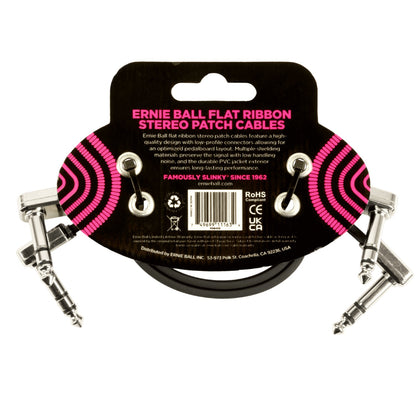 Ernie Ball Patch Cables Ernie Ball 6405 12" Flat Ribbon Stereo Patch Cable - Black - Pack of 2