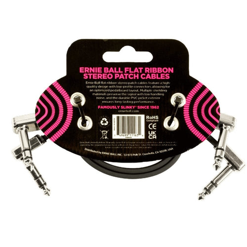 Buy Ernie Ball 6405 12" Flat Ribbon Stereo Patch Cable Black Pack