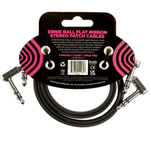 Buy Ernie Ball 6406 24" Flat Ribbon Stereo Patch Cable Black Pack