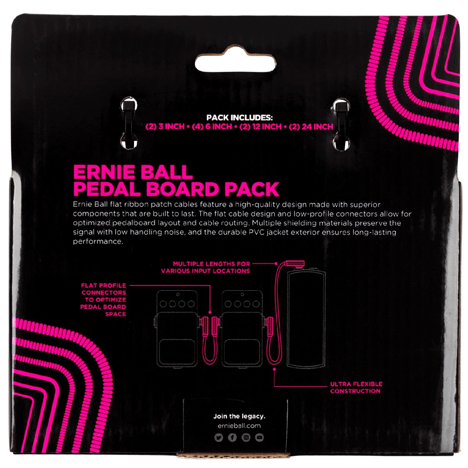 Ernie Ball Patch Cables Ernie Ball Flat Ribbon Multipack Patch Cable - White