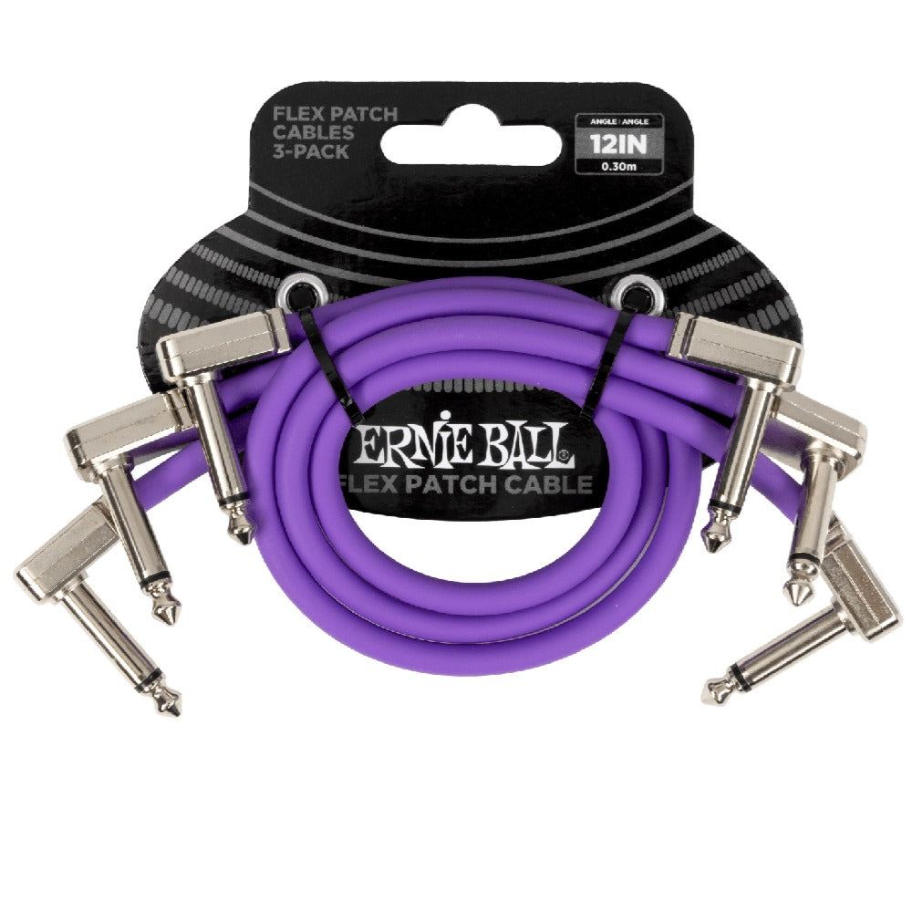 Ernie Ball Patch Cables Purple / 12 Inch Ernie Ball Flex Patch Cable - Pack of 3
