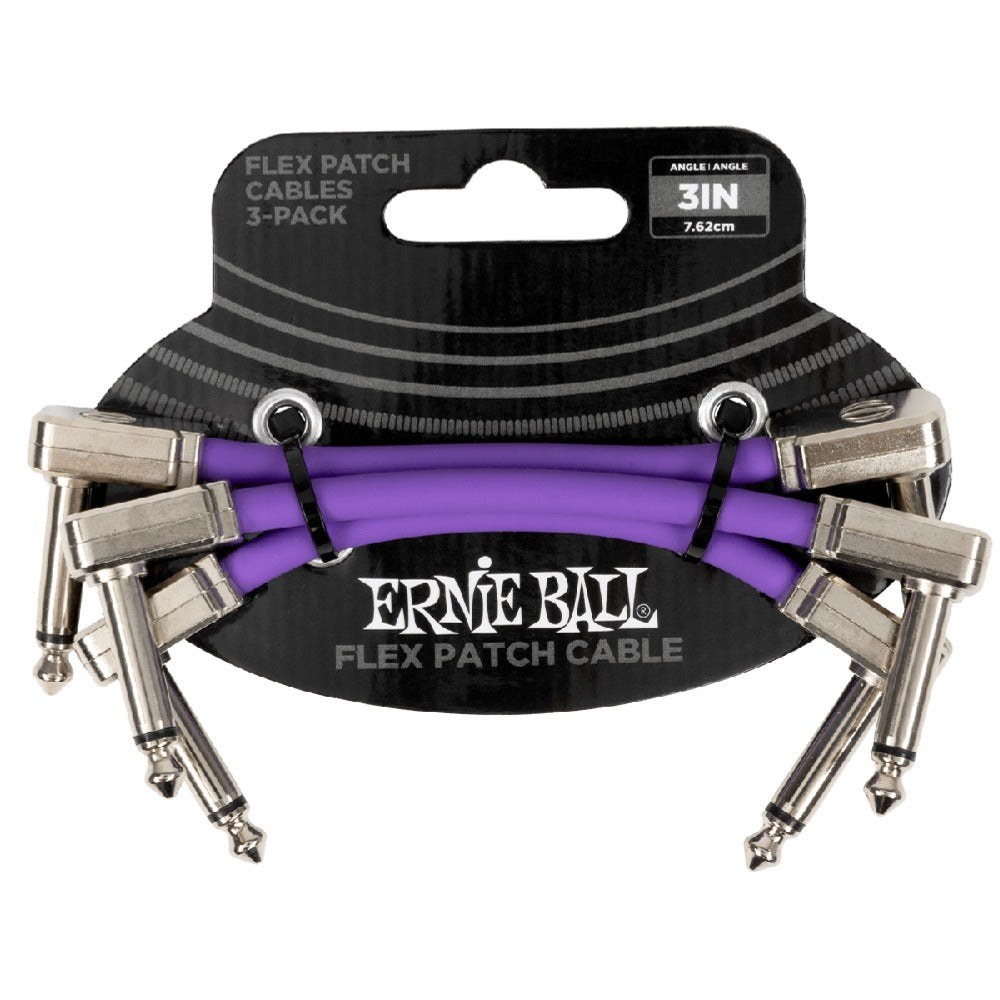 Ernie Ball Patch Cables Purple / 3 Inch Ernie Ball Flex Patch Cable - Pack of 3