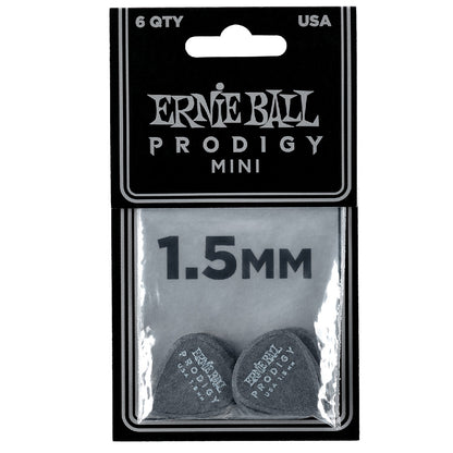 Ernie Ball Picks Ernie Ball 9200 Mini Prodigy Guitar Picks - Pack of 6 - 1.5mm Black