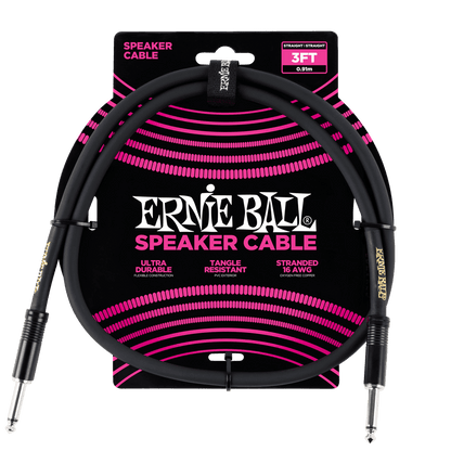 ernie ball speaker cables 3 feet ernie ball straight-straight speaker cable - black 