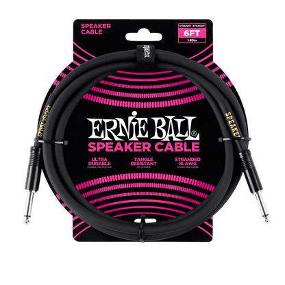 ernie ball speaker cables 6 feet ernie ball straight-straight speaker cable - black 