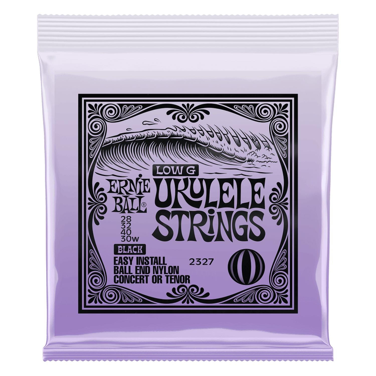 Ernie Ball Ukulele Strings Black Ernie Ball Concert & Tenor Wound G Nylon Ball End Ukulele Strings