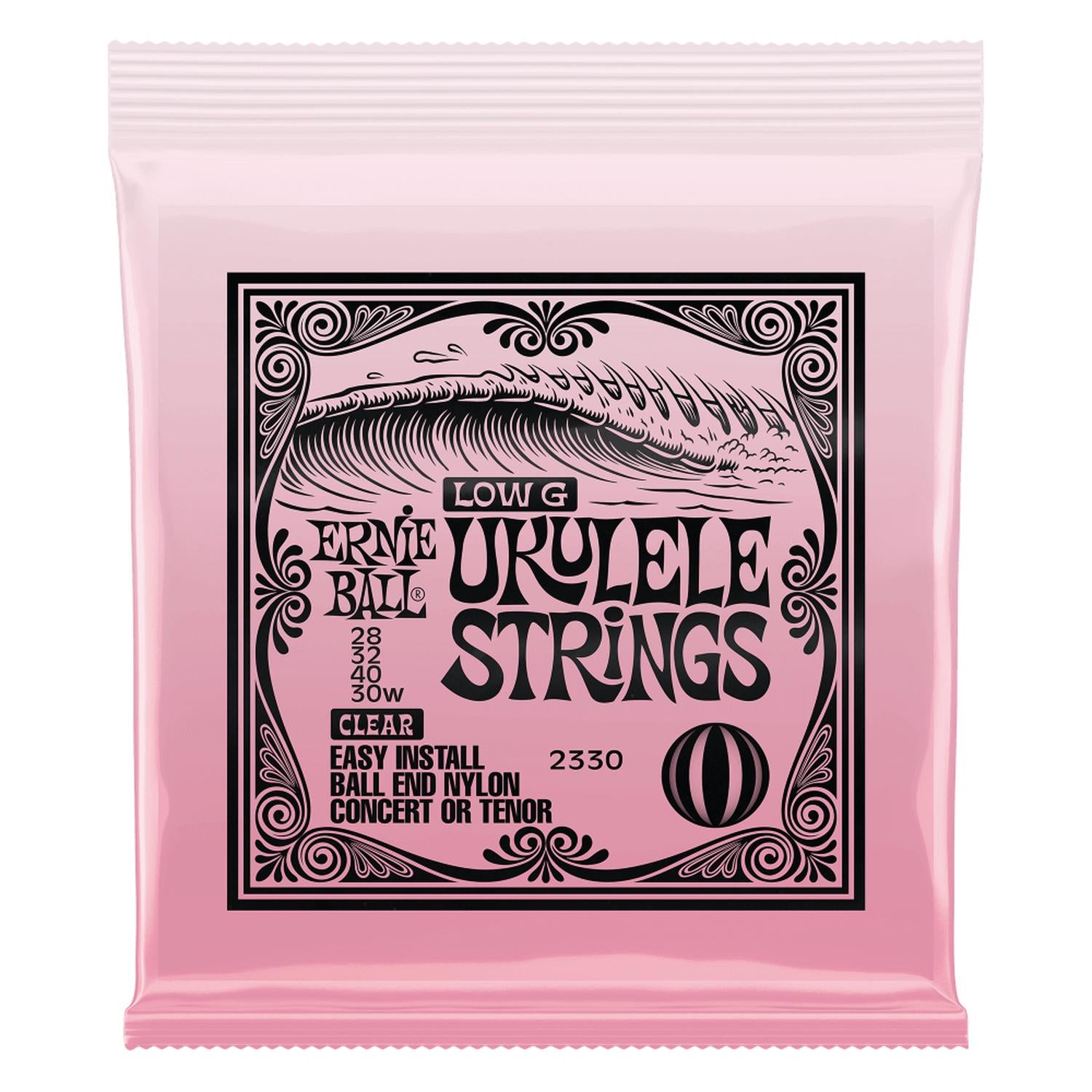 Ernie Ball Ukulele Strings Clear Ernie Ball Concert & Tenor Wound G Nylon Ball End Ukulele Strings