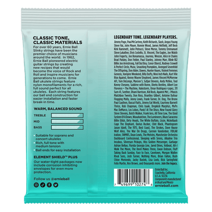 ernie ball ukulele strings ernie ball 2326 ball end nylon ukulele strings - black