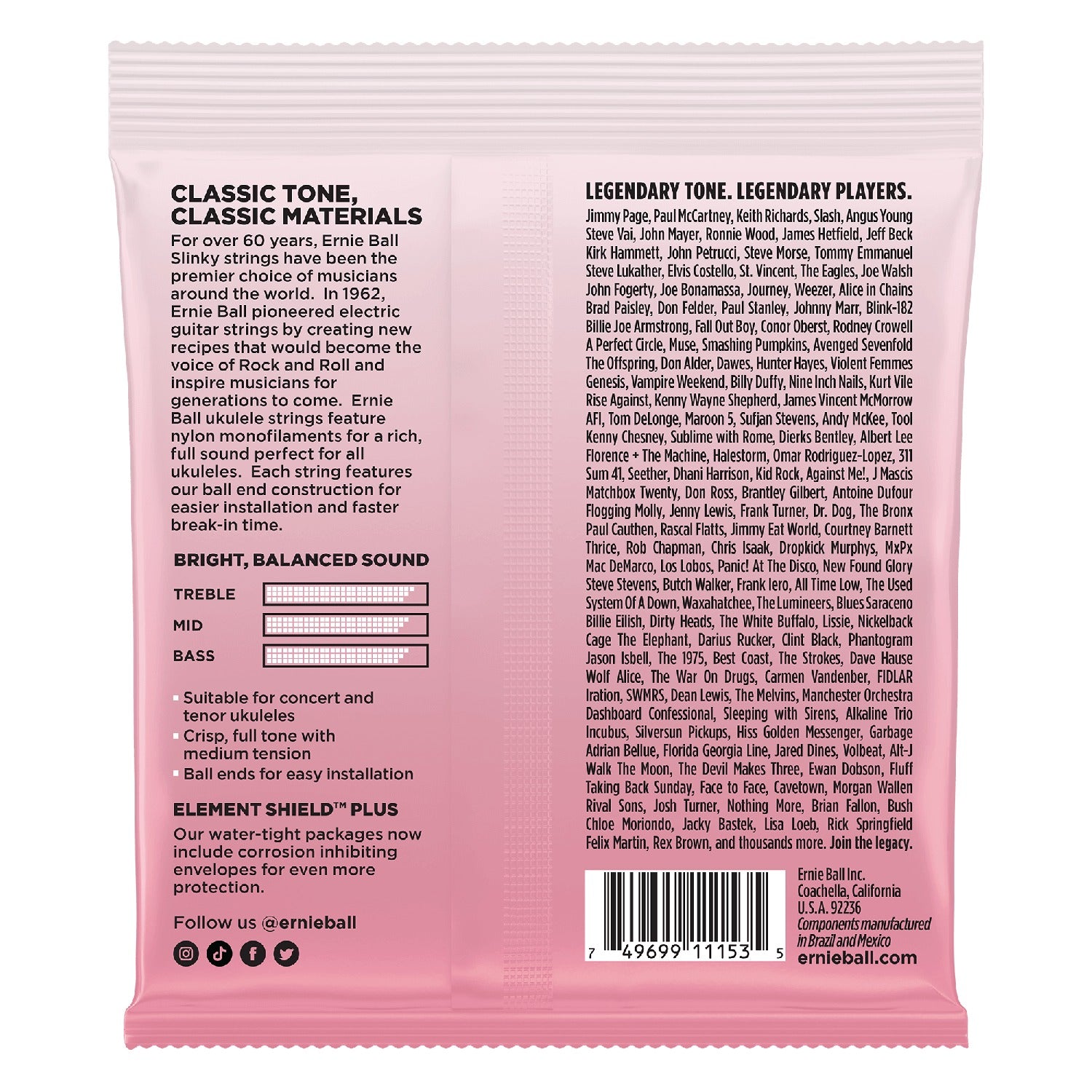 Ernie Ball Ukulele Strings Ernie Ball 2330 Nylon Ball End Ukulele Strings with Wound G