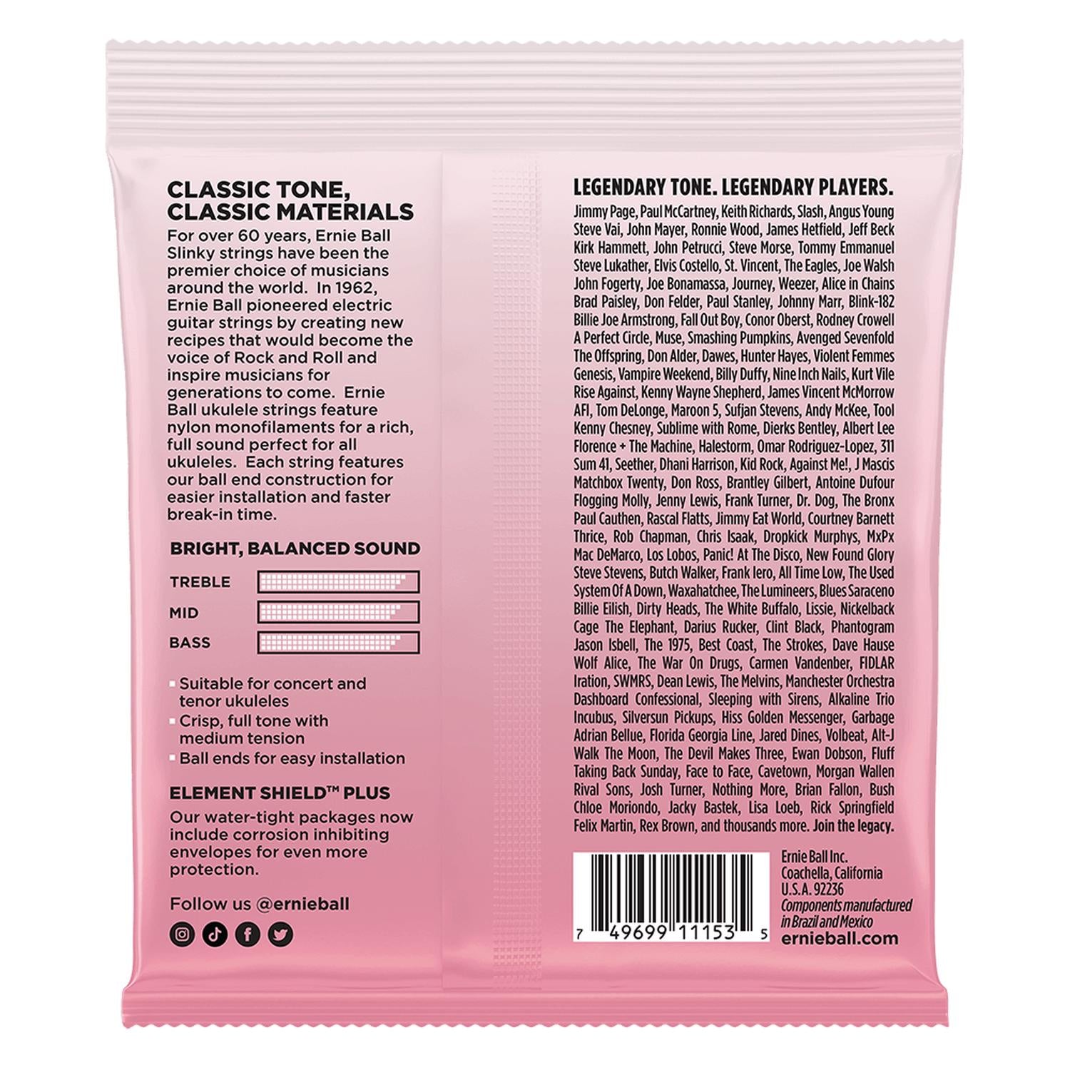 Ernie Ball Ukulele Strings Ernie Ball Concert & Tenor Wound G Nylon Ball End Ukulele Strings