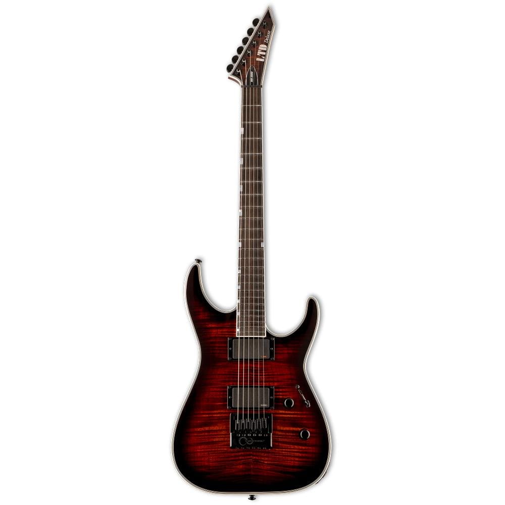 esp electric guitars dark brown sunburst esp ltd mh1000 evertune flamed maple electric guitar - dark brown sunburst   #color_dark-brown-sunburst