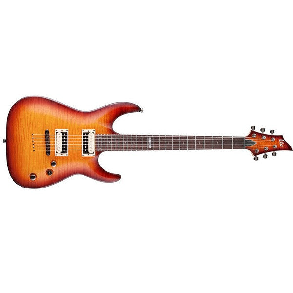 esp electric guitars esp ltd lh-101 fm electric guitar - amber sunburst