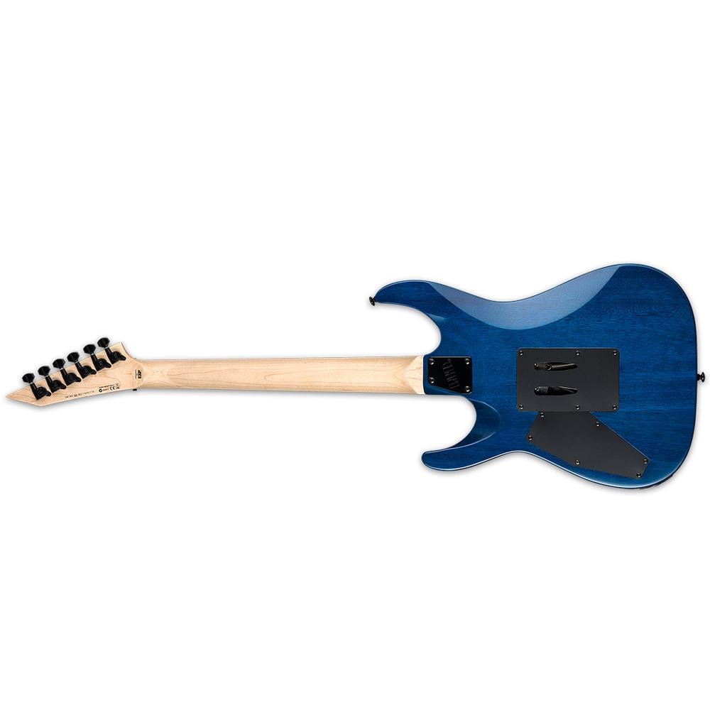 esp electric guitars esp ltd mh-203qm 6-string electric guitar - maple fretboard - see thru blue