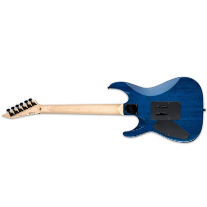 esp electric guitars esp ltd mh-203qm 6-string electric guitar - maple fretboard - see thru blue