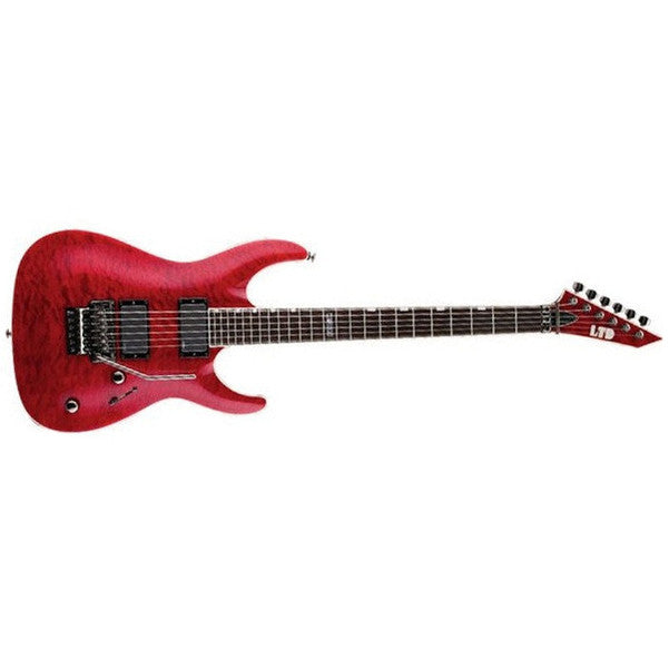 esp electric guitars esp ltd mh-350fr electric guitar - see through red