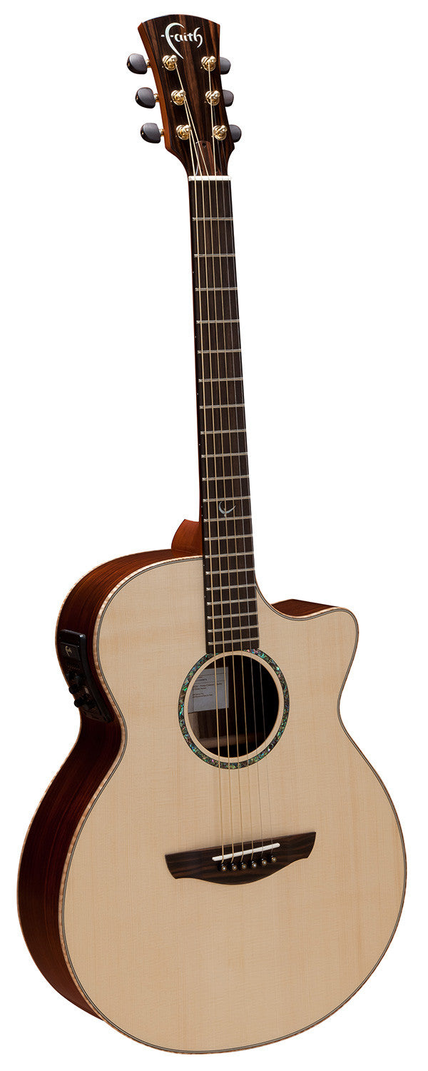 Faith Electro Acoustic Guitars Faith Hi-Gloss Series FVHG -Natural, Venus Concert Cutaway Acoustic Electric Guitar