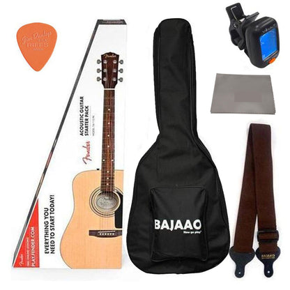 fender acoustic guitar bundles fender fa-115 dreadnought acoustic guitar bundle - natural with gigbag, picks, strap and polishing cloth