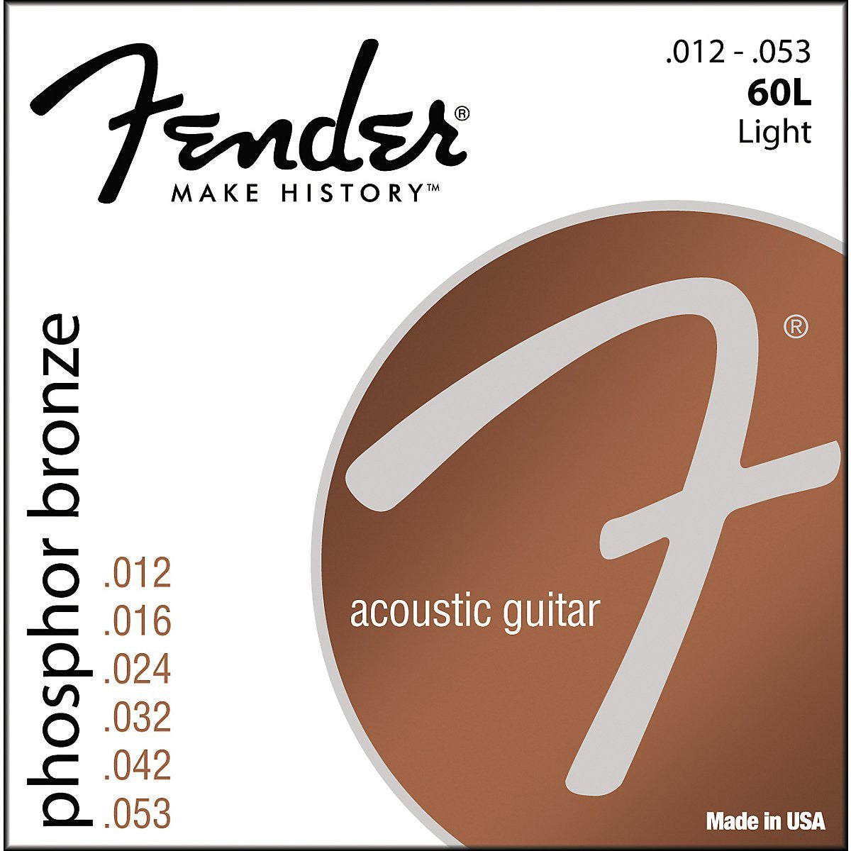 fender acoustic guitar strings fender 60l phosphor bronze acoustic strings - light