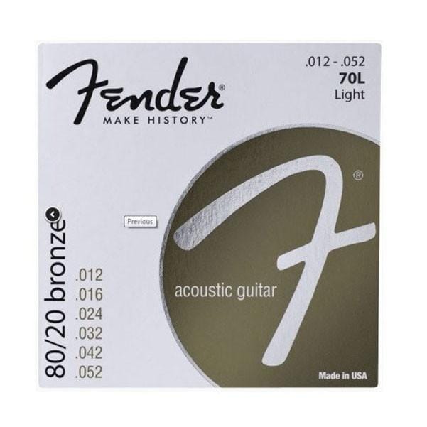 Fender Acoustic Guitar Strings Fender 70L 80/20 Bronze Acoustic Strings - Light
