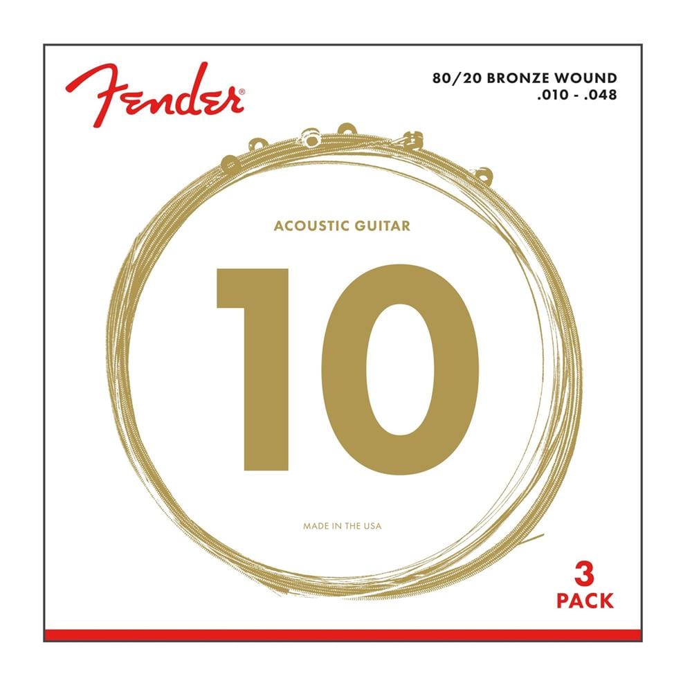 fender acoustic guitar strings fender 80/20 bronze acoustic guitar strings - pack of 3
