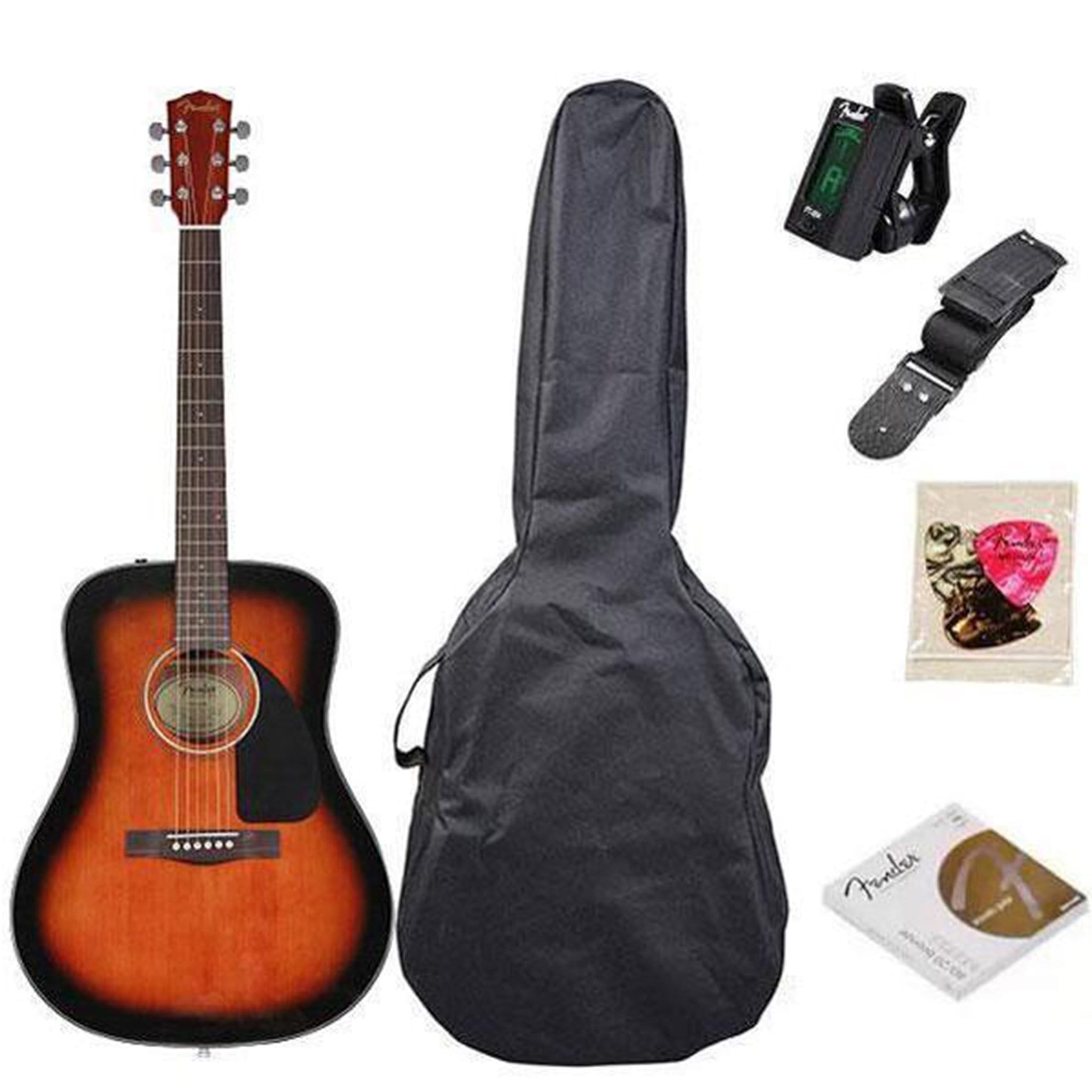 Fender Acoustic Guitars CD60 Guitar Pack - Sunburst Fender CD60 Dreadnought Acoustic Guitar Pack
