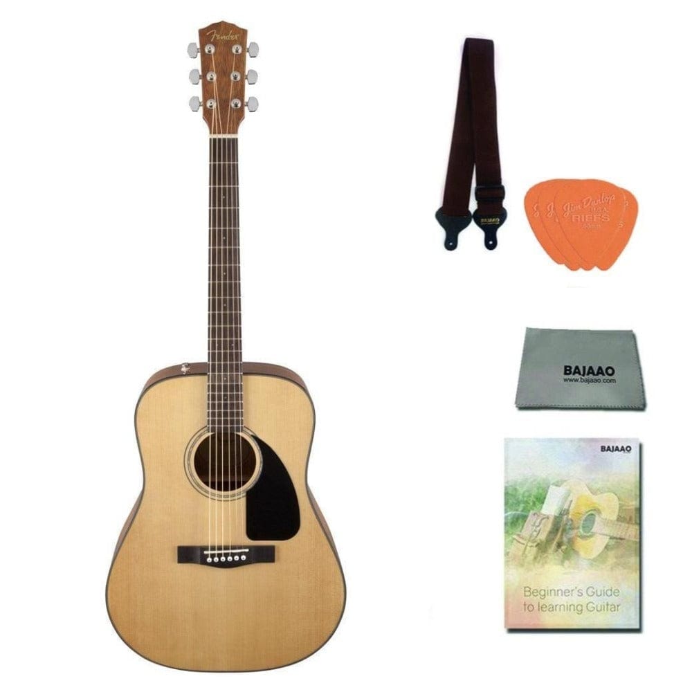 Fender Acoustic Guitars Pack / Natural Fender CD-60 Dread V3 DS 6 String Acoustic Guitar