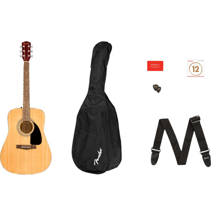 Fender Acoustic Guitars Walnut Fender FA-115 Dreadnought Acoustic Guitar Pack with Gig Bag, Strap, String Set and Picks - Natural 