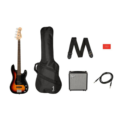 Fender Bass Guitars 3-Color Sunburst / Indian Laurel Fender Squier Affinity Series 4 String Precision Bass PJ Pack