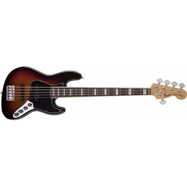Fender Bass Guitars Fender American Deluxe Jazz Bass Guitar V (Five String), Rosewood Fingerboard, 3-Color Sunburst