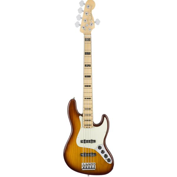 fender bass guitars fender american elite jazz bass v maple fingerboad - tobacco sunburst