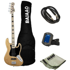 Fender Bass Guitars Fender Squier Vintage Modified 70's Jazz Bass Guitar Bundle