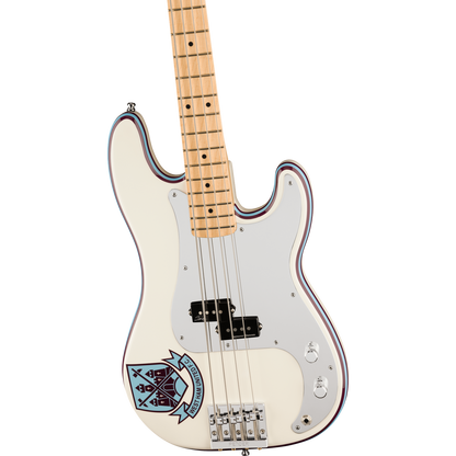 Fender Bass Guitars Fender Steve Harris Precision Bass 4 String Bass Guitar - Olympic White with Westham United FC Logo