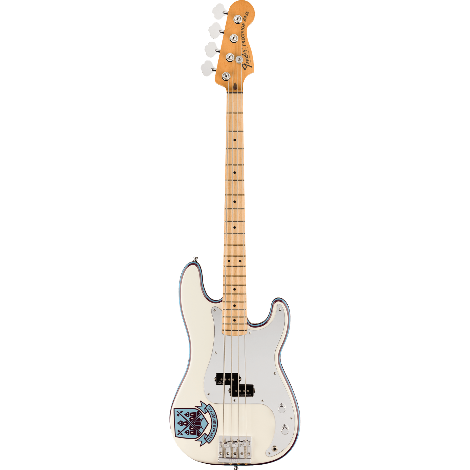 Fender Bass Guitars Fender Steve Harris Precision Bass 4 String Bass Guitar - Olympic White with Westham United FC Logo