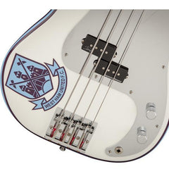 Fender Bass Guitars Fender Steve Harris Precision Bass 4 String Bass Guitar - Olympic White with Westham United FC Logo