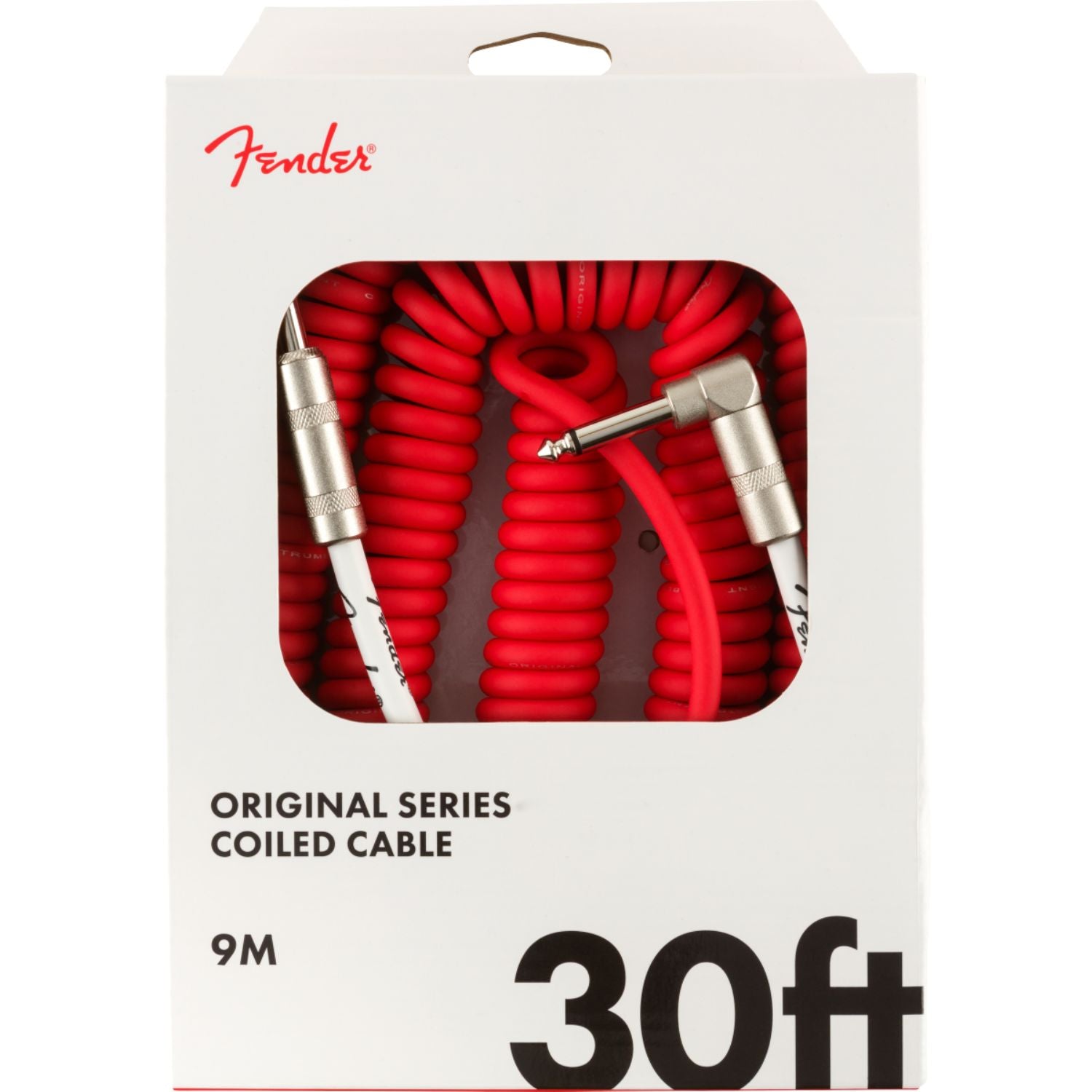 Fender Cables and Connectors Fender Original Series 30 Feet Right Angle to Straight Coiled Cables #color_fiesta-red