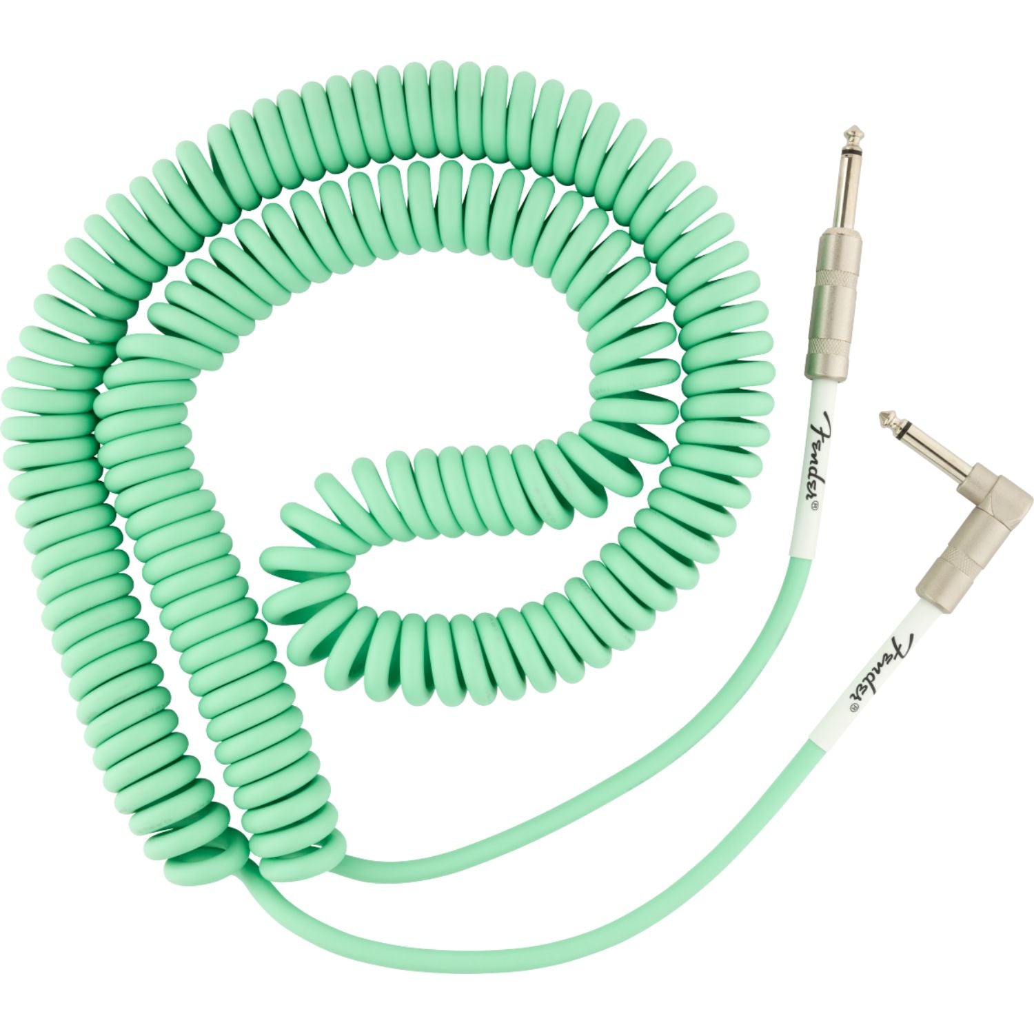 Fender Cables and Connectors Surf Green Fender Original Series 30 Feet Right Angle to Straight Coiled Cables #color_surf-green