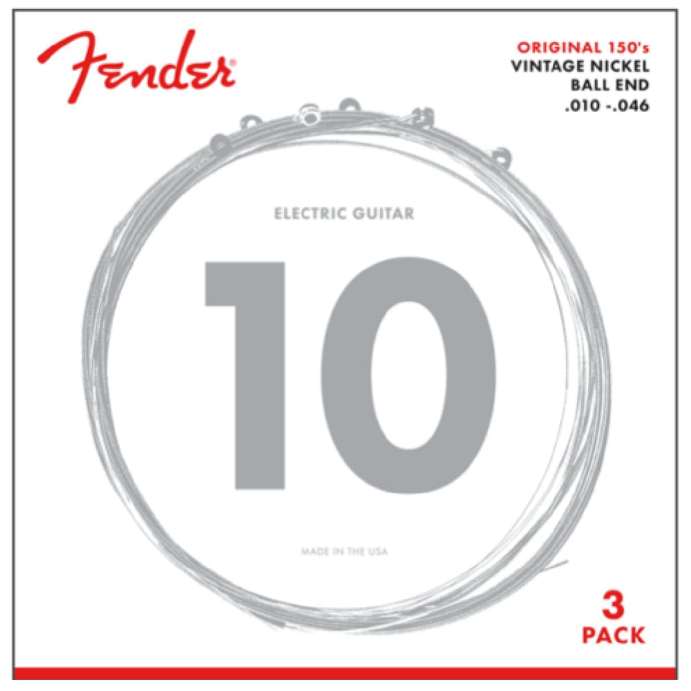 Fender Electric Guitar Strings 3 Pack Fender 150R Pure Nickel Ball End Electric Guitar Strings 10 - 46 Gauge
