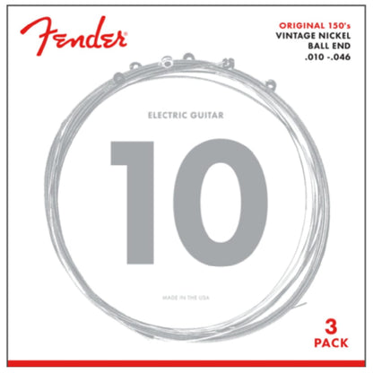 Fender Electric Guitar Strings 3 Pack Fender 150R Pure Nickel Ball End Electric Guitar Strings 10 - 46 Gauge