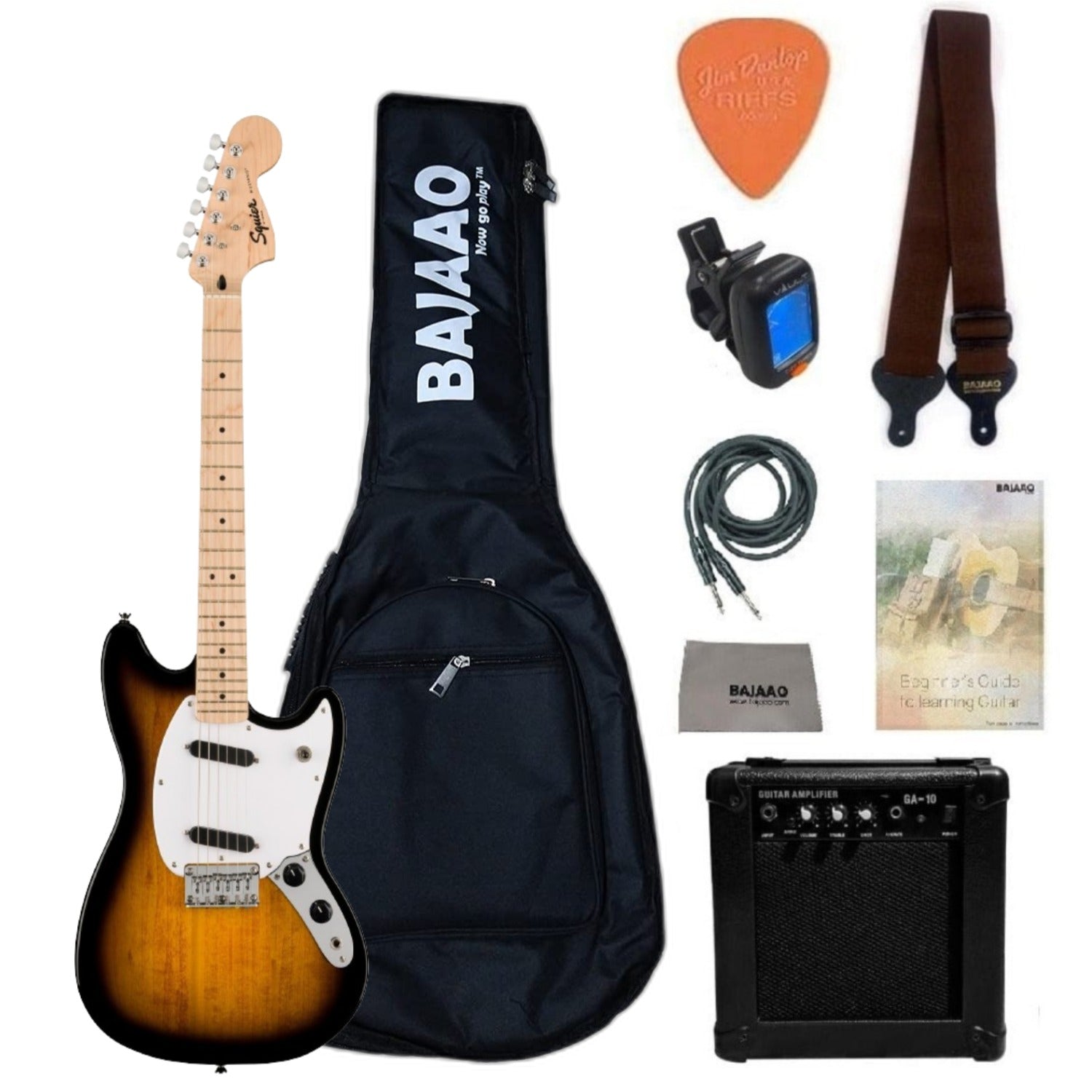 Fender Electric Guitars 2-Color Sunburst / Pro Fender Squier Sonic Mustang 6 String Electric Guitar