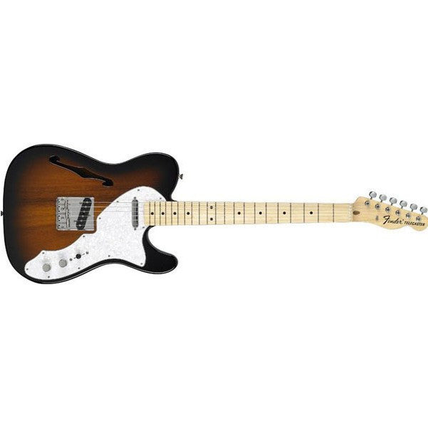 fender electric guitars 3 tone sunburst fender classic series '69 telecaster thinline, maple fretboard   #size_3-tone-sunburst