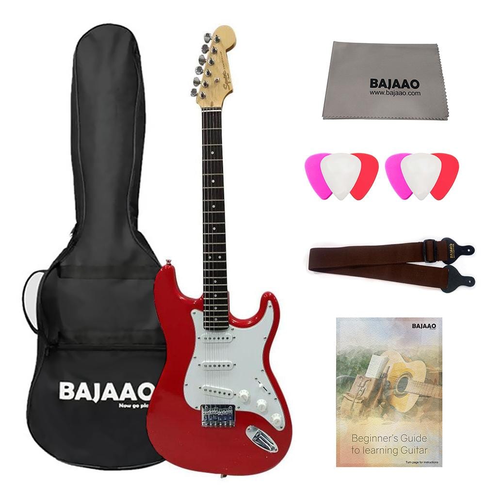 fender electric guitars bundle / red fender squier mm stratocaster 6-string electric guitar   #type_bundle,color_red
