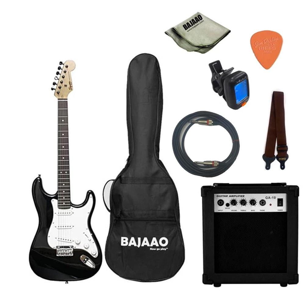 fender electric guitars bundles black w amp & accessories fender squier mm stratocaster electric guitar with gigbag, picks, strap and polishing cloth
