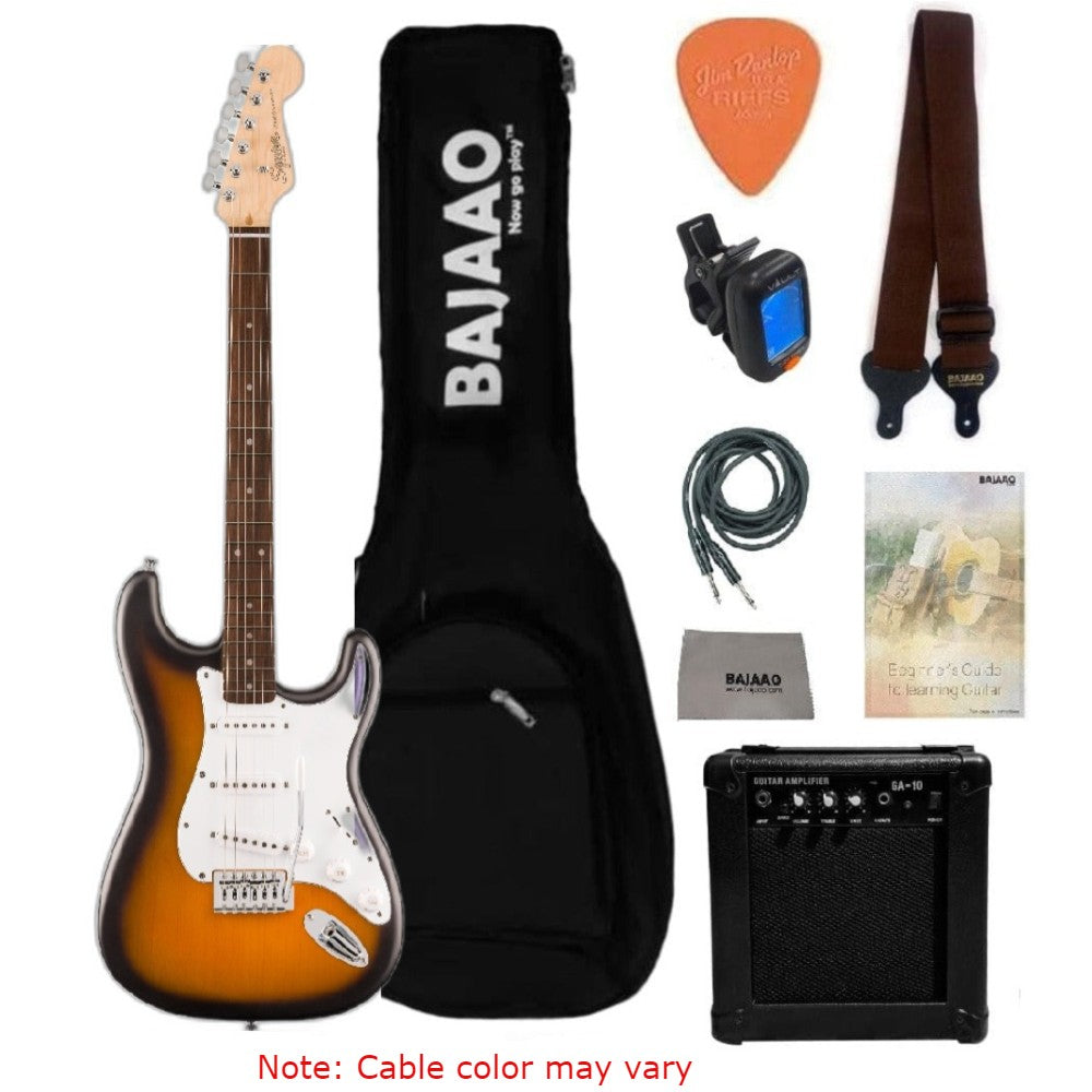 Fender Electric Guitars Bundles Fender Squier Debut Stratocaster Electric Guitar with Amplifier, Gigbag, Tuner, Strap, Picks, Cable, Polishing Cloth & Ebook