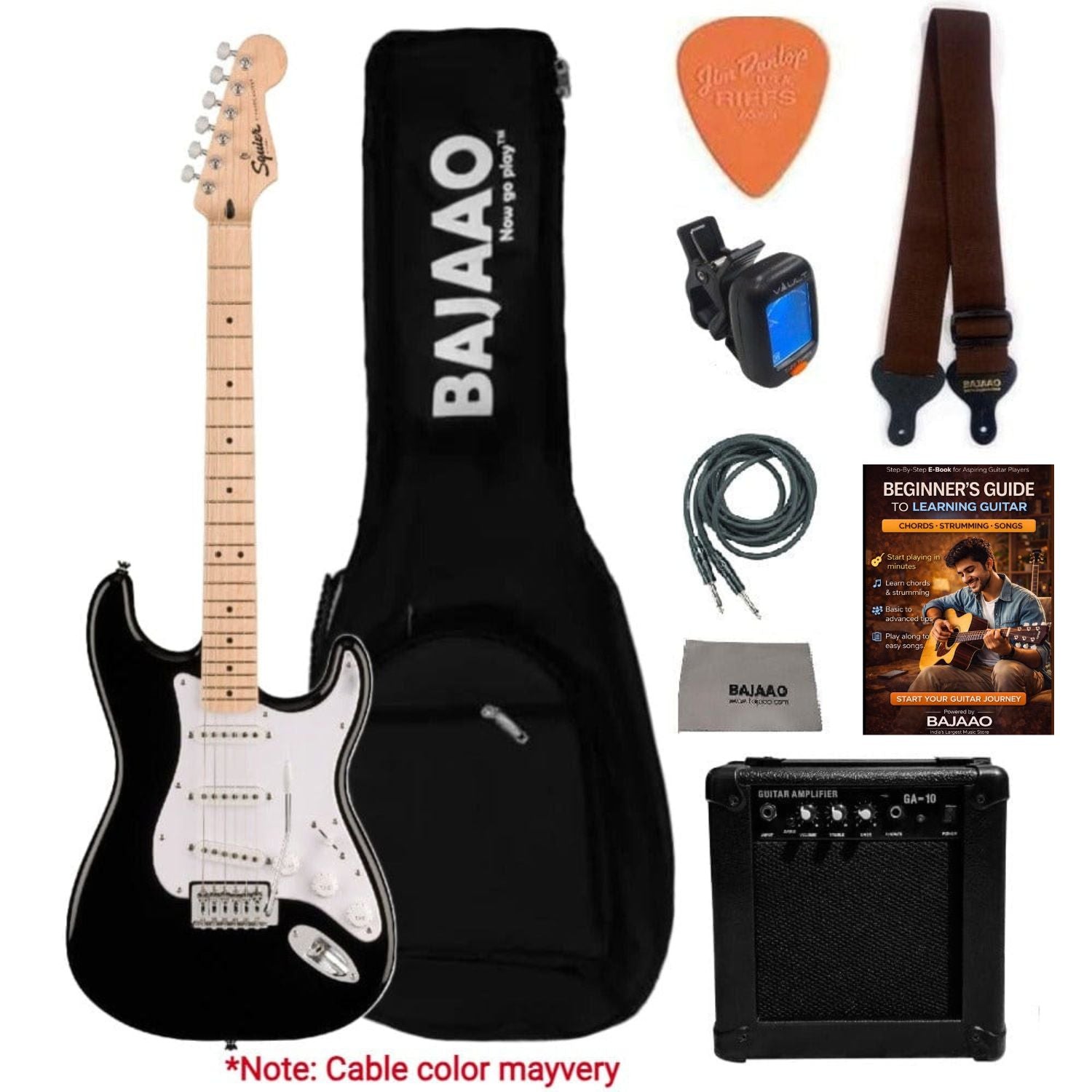 Fender Electric Guitars Bundles Fender Squier Sonic Stratocaster Electric Guitar Pro Bundle with Amplifier, Gigbag, Tuner, Strap, Picks, Cable, Polishing Cloth & Ebook